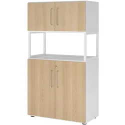 bümö flexi Aktenschrank abschließbar mit Regal in Weiß/Eiche