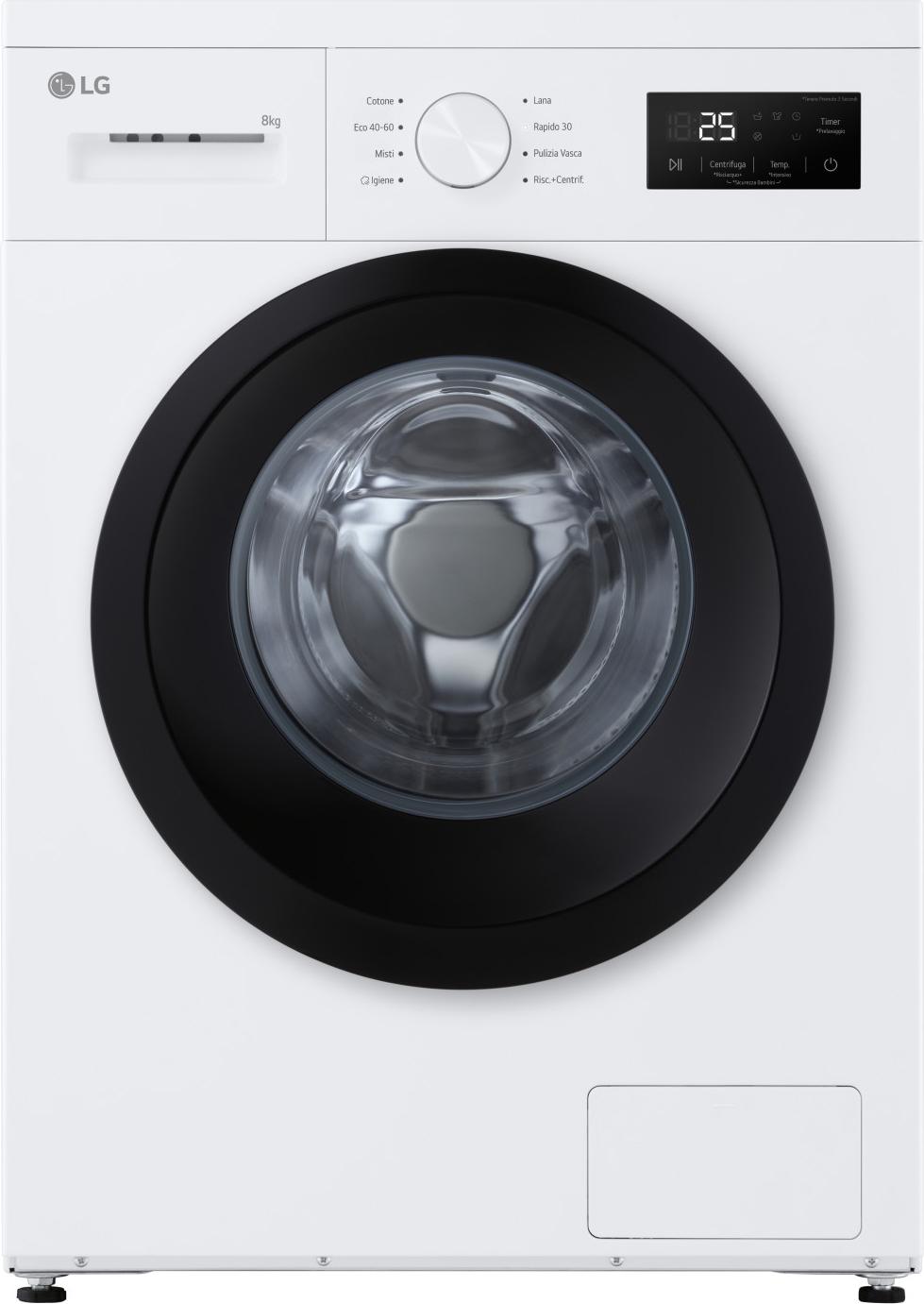 LG F4NA10S8NWK, Frontlader, 8 kg, B, 74 dB, 1400 RPM, A