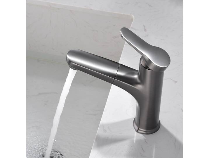 Robinet extractible de lavabo gris, robinet chaud et froid de lavabo domestique, robinet d'armoire de salle de bains, robinet de salle de bains