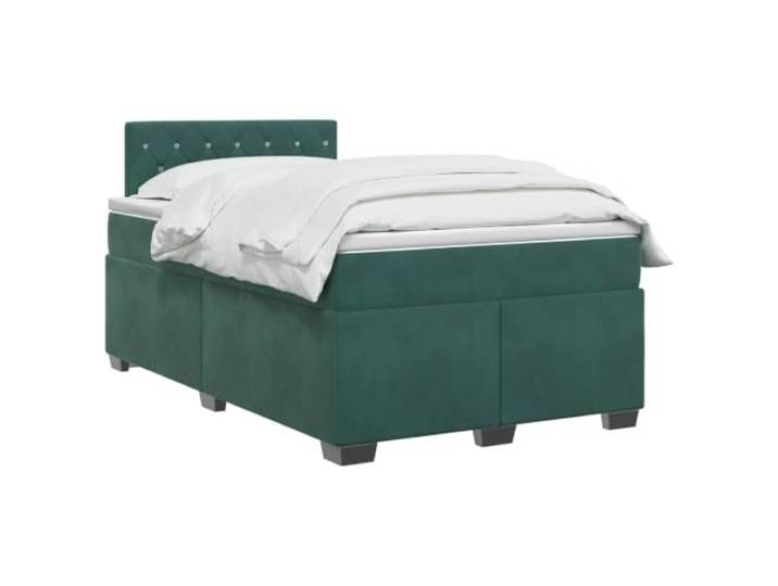 PUGYNBK Boxspringbett, Dunkelgrün, 120 x 200 cm Verstellbares Kopfteil, weicher Samt, Federkernmatratze, abnehmbarer Bezug