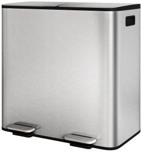 Garvee Large Stainless Steel Double Trash Can with Lid, Step-on Recycling Bin