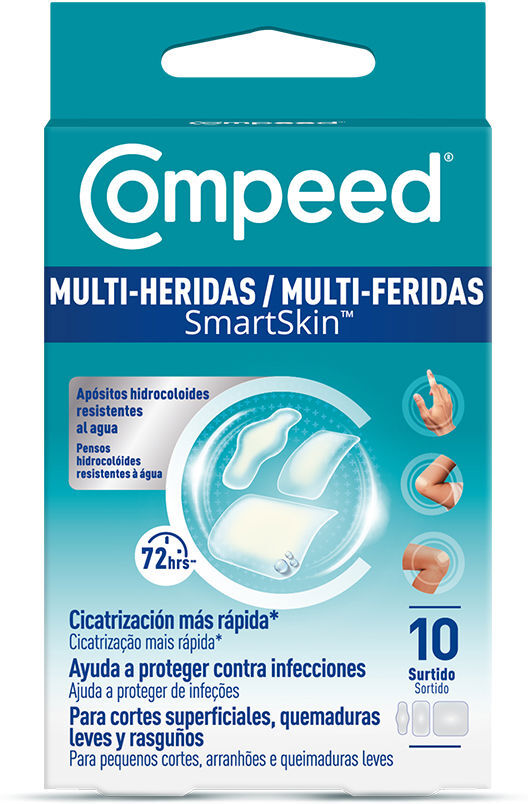 Compeed Pansements hydrocolloïdes imperméables Smartskin MULTI-PLUMES, assortis, 10 unités