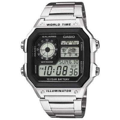 Chronograph, silber (silberfarben, schwarz), CASIO TIMELESS COLLECTION, Armbanduhren, Herren, silberfarben, Chronograph, Quarzuhr, Armbanduhr, Herrenuhr, Digitalarmband, Edelstahlarmband
