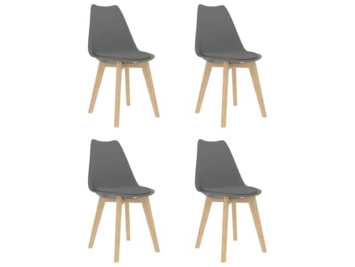 KGHFDVB 4 Esszimmerstühle Grau Kunststoff mit Kunstlederpolster Esszimmerstühle, 4 Stück, Grau, Kunststoff, Kunstlederpolster, Massivholzbeine, einfache Montage, modernes Design