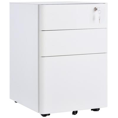 STILVORA Rollcontainer Aktenschrank 39x48x59 cm Weiß mit 3 Schubladen Hängeregister Schloss und Rollen aus Stahl für Büro und Homeoffice