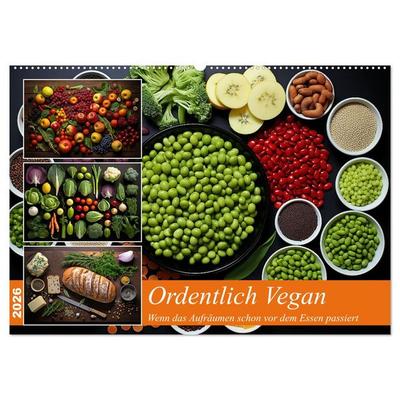 Ordentlich Vegan (Wandkalender 2026 DIN A2 quer), CALVENDO Monatskalender