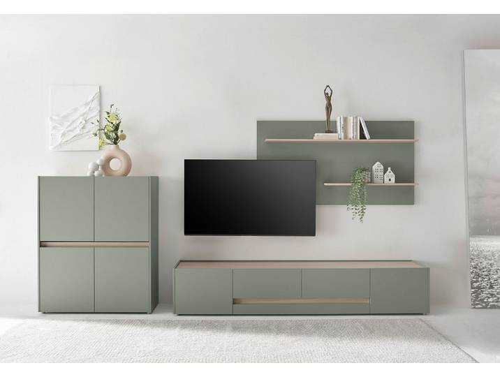 Home affaire Wohnwand City/Giron, moderne Anbauwand, Komplettset in vielen Farben verfügbar, (Set, 3-St), enthält ein Lowboard, ein Highboard & ein Wandboard