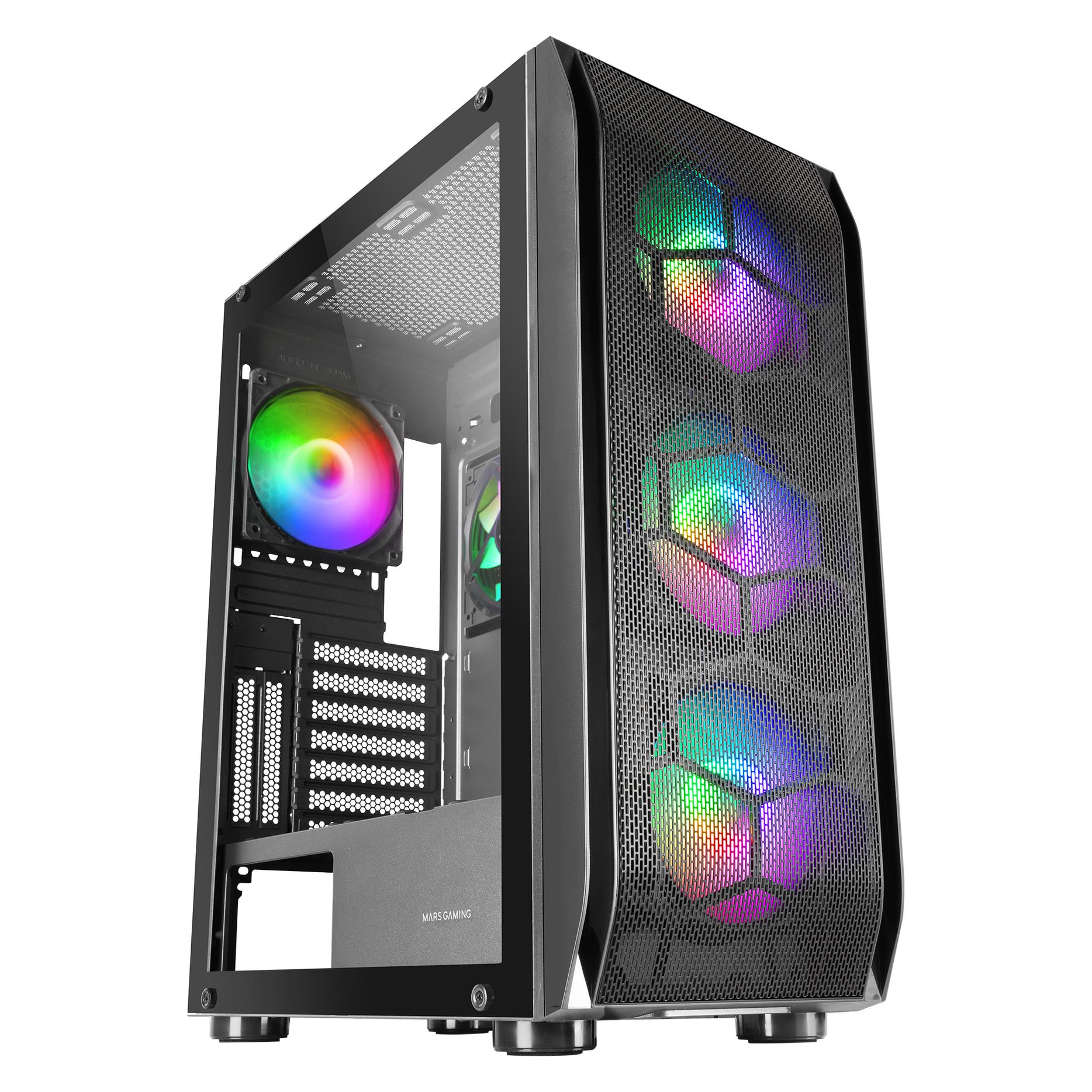 Mars Gaming Boitier Moyen Tour E-Atx Mc-Kx RGB Avec Panneau Vitré (Noir) (ATX, E-ATX, mATX, Mini-ITX) (MCKX)
