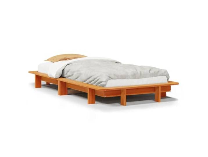 PUGYNBK Bett aus Kiefernholz, 100 x 200 cm, ohne Matratze Lattenrost mit Lamellen, modernes rustikales Design, robuste Basis für Schlafzimmer