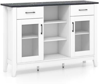 Costway Sideboard Buffet Cabinet with 2 Drawers and 4 Adjustable Shelves-White