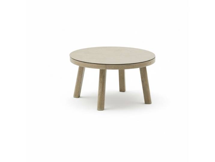 Beau koffietafel aluminium + keramiek Natural 70cm rond