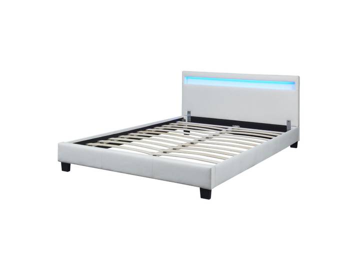 Corium Polsterbett Paris mit LED-Beleuchtung, Weiß, Textil, 140x200 cm, Schlafzimmer, Bett, Polsterbetten