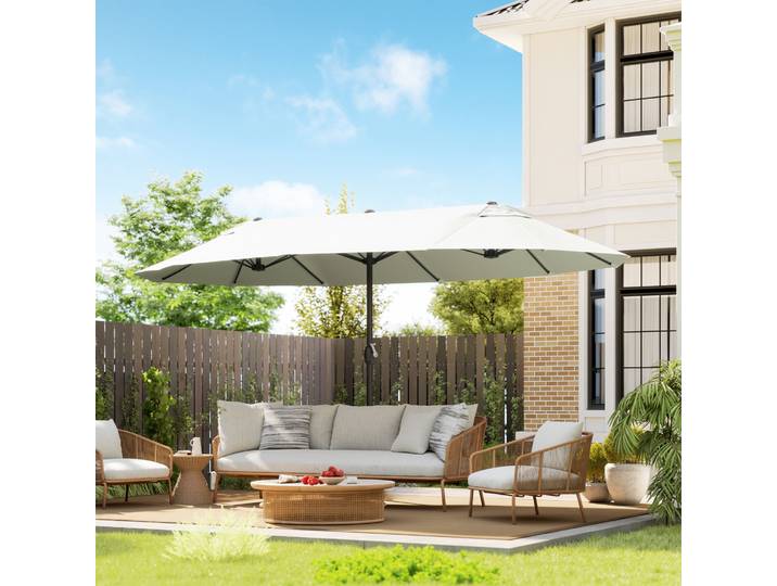 Outsunny Parasol Jardin XXL 4,55x2,7m Crème
