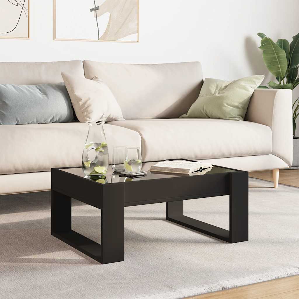 vidaXL Table basse avec LED infini noir 70x53x30 cm