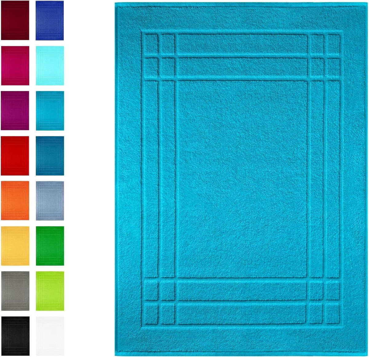 Blauwe katoenen badmat - Absorberende en pluizige douchemat - 50 x 70 cm