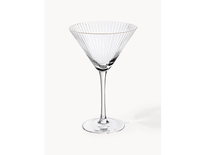 Verres à martini soufflés bouche avec bord doré Aleo, 4 pièces