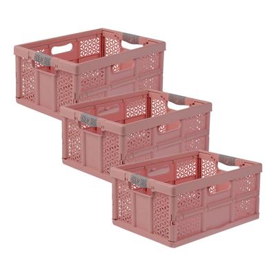 Klappbox KEEEPER "lea, 3er Set", nordic rot, B:35cm H:48,5cm T:14cm, Kunststoff, Einkaufskörbe, Profi-Klappbox mit Softgriffen