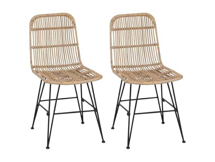 HKLGBVCR Esszimmerstuhl, 2 Stück, Rattan und Naturstahl Minimalistischer Look, klare Linien, schickes und entspanntes Ambiente, Küche und Esszimmer