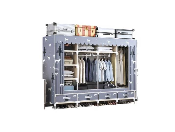 MCLIUJIA Mobiler Kleiderschrank Stoff-Kleiderschrank, Freistehender Kleiderständer, Moderne Kleiderschränke, Abnehmbar Schneller und einfacher Aufbau(200x45x165cm)
