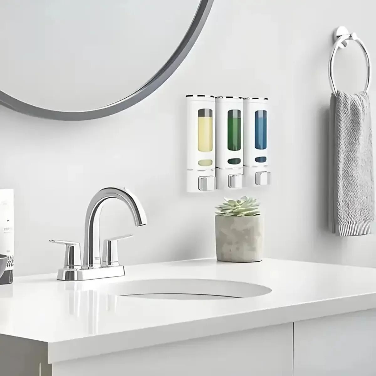 INF Wandmontierter Druck-Seifenspender kompatibel mit 400ml, tropffreies ABS Flüssigseifenspender mit Sichtfenster und Schwarz