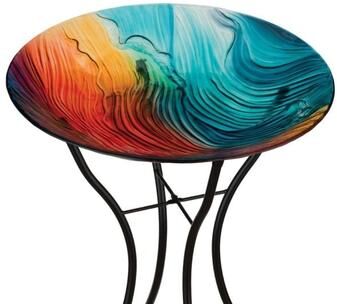 Regal Art & Gift 23 Inch Birdbath with Stand - Swirl Multi