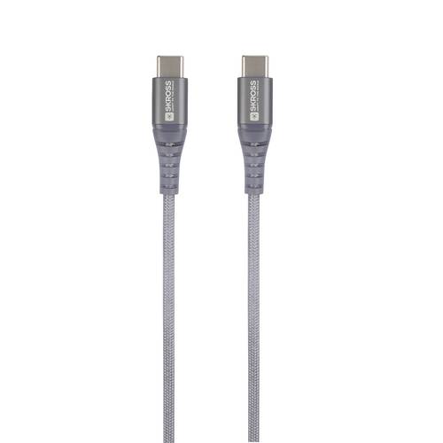 Skross USB-Kabel USB 2.0 USB-C Stecker, USB-C Stecker 1.20m Spacegrau Rund, Flexibel, Stoff-Ummantelung SKCA0017C-C120CN