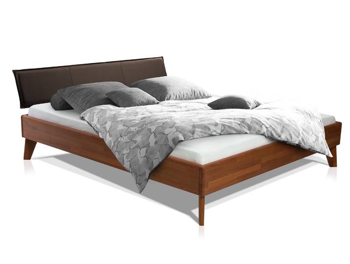 CALIDO 4-Fuß-Bett mit Polsterkopfteil, Material Massivholz