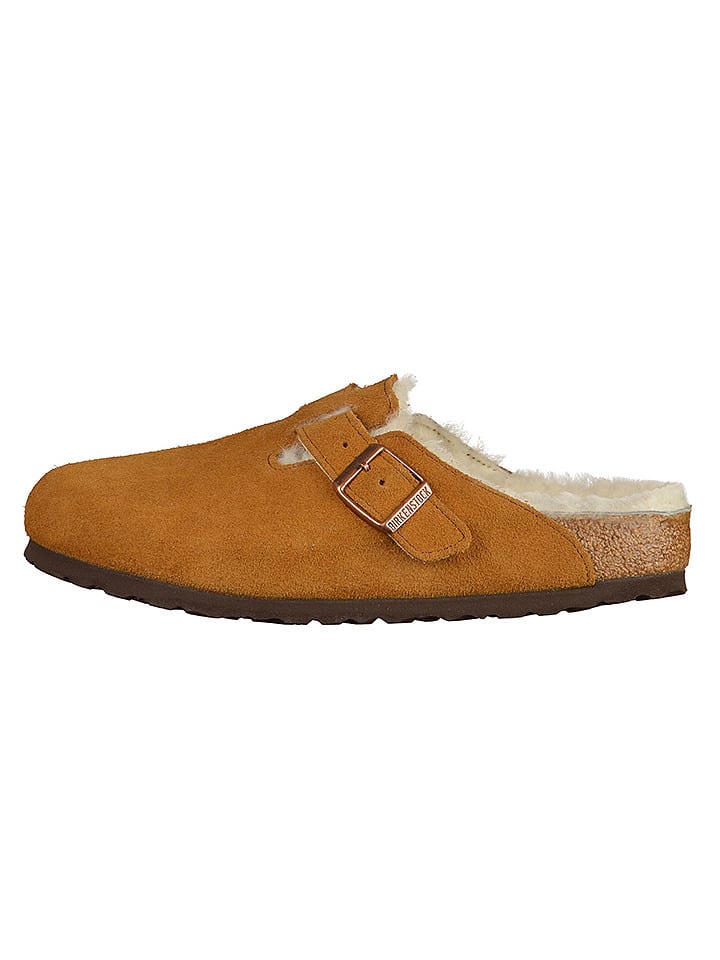 Birkenstock Leder-Hausschuhe "Boston" in Hellbraun - Weite S - 41