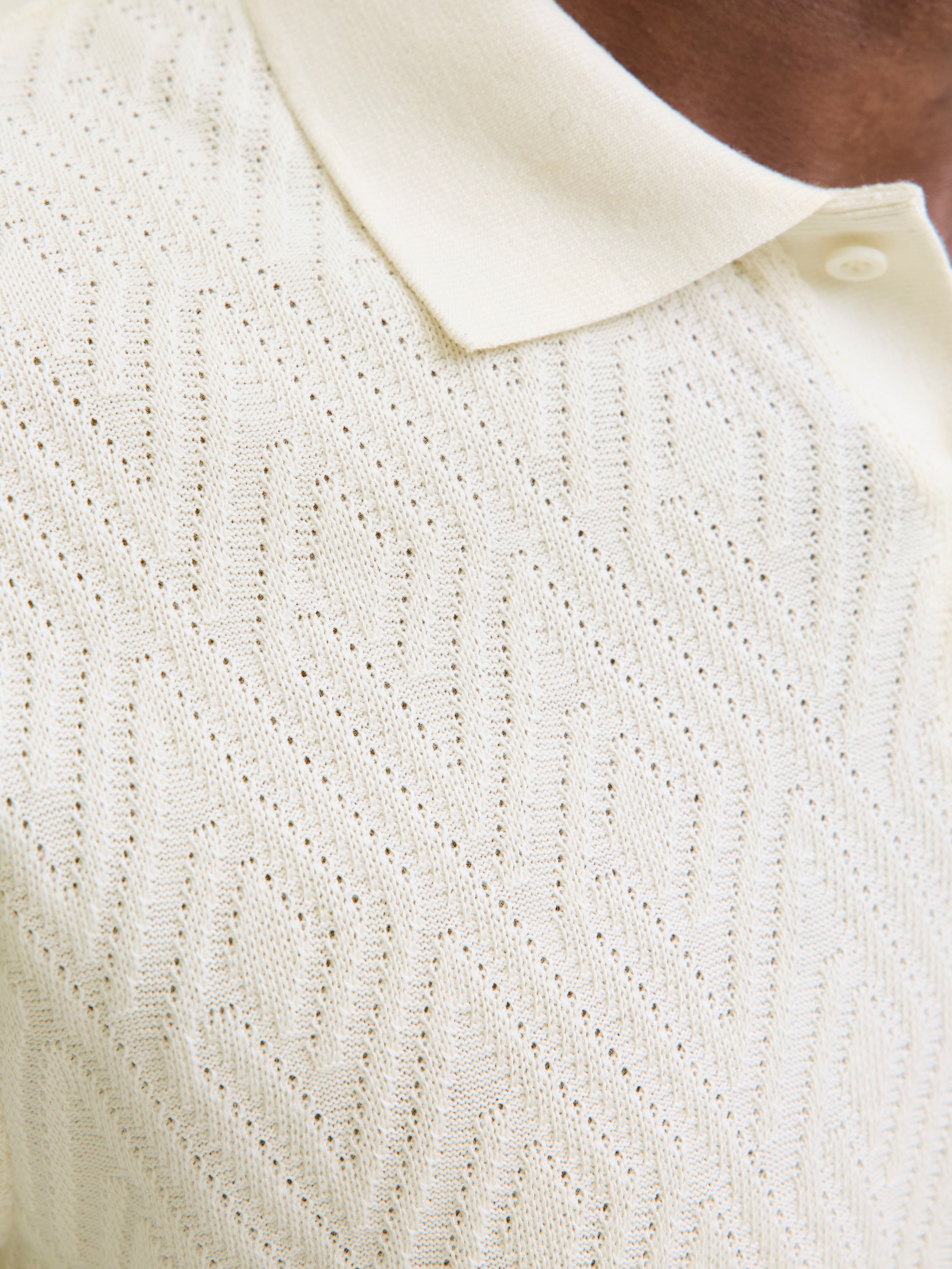 Poloshirt JACK & JONES "JPRBLANEWTRENT SS POLO SN", Herren, Gr. XL, weiss (cloud dancer), Jersey, Obermaterial: 100% Baumwolle, gemustert, relaxed fit, Shirts Poloshirt cloud dancer XL