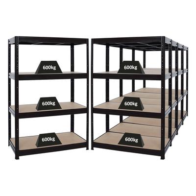 PROREGAL Mega Deal 5er-Sparset Profi-Schwerlastregal DINO HxBxT 180x120x60cm Fachlast 600kg Schwarz, Kellerregal, Steckregal, Garagenregal