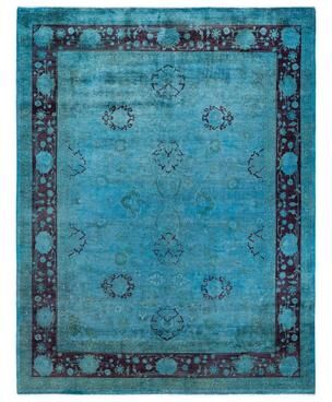 Overton "Fine Vibrance, One-of-a-Kind Hand-Knotted Area Rug - Blue, 8' 3"" x 10' 4"" - 8' 3"" x 10' 4"""