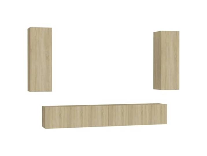 LKJephalotrop 5-TLG TV-Schrank-Set Wandmontage Sonoma-Eiche Holzwerkstoff Flexibles Lowboard Hängeboard für Wohnzimmer und Schlafzimmer mit reichlich Staufächern für Medien und Zeitschriften.
