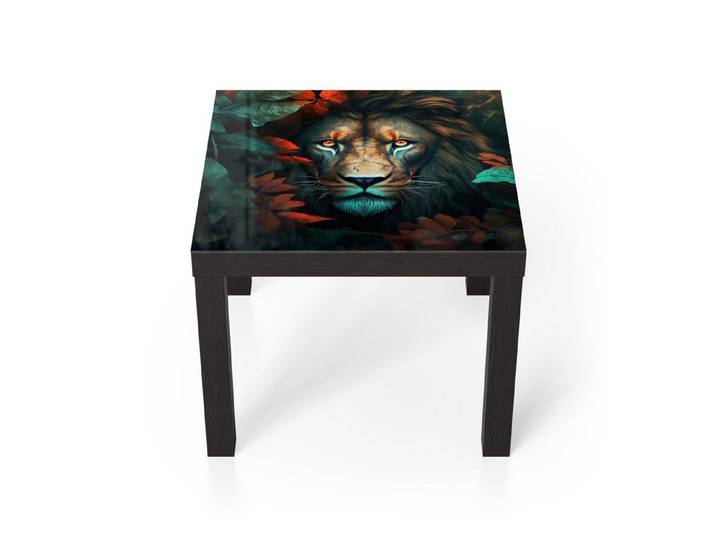 DEQORI Couchtisch 'Herbstliches Löwenporträt', Glas Beistelltisch Glastisch modern