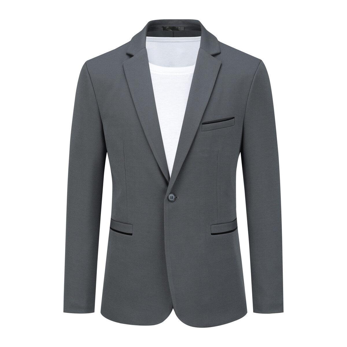 Herren Anzugjacke Slim Fit Mantel Business Alltag Blazer Grau