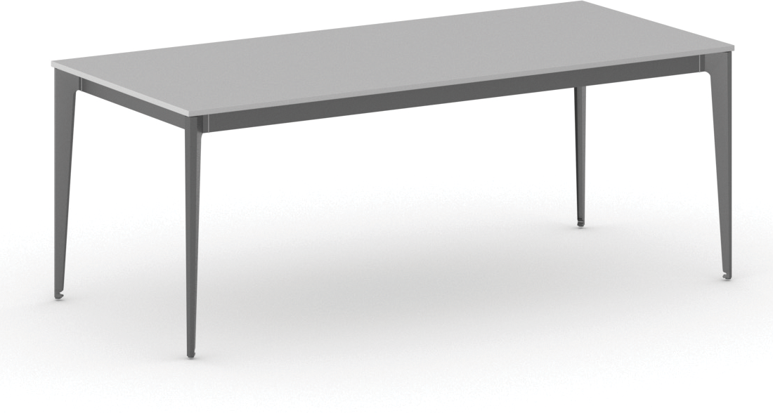 B2B Partner Bürotisch PRIMO ACTION 200x90 cm, schwarzes Metallgestell, grau