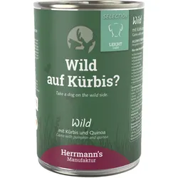 Herrmann's Selection Leicht 400g Dose Hundenassfutter Sparpaket 24 x 400g Wild mit Kürbis & Quinoa