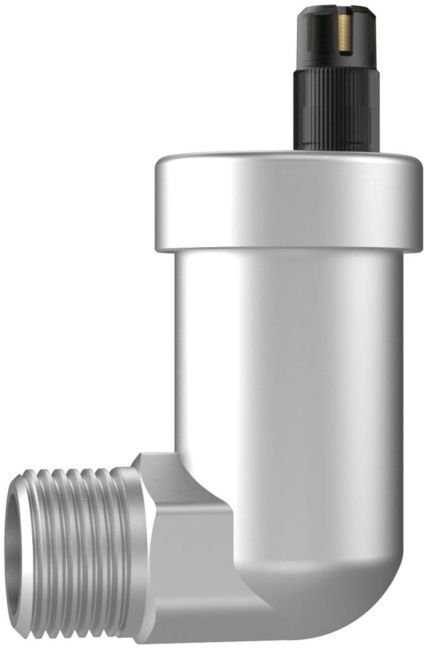 Afriso Winkelschnellentlüfter 77753 R 1/2, Gehäuse Messing, vernickelt, mit Aquastop, ohne Ventil
