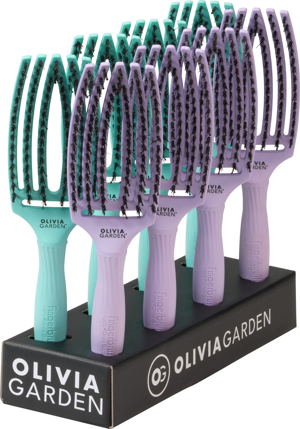 Olivia Garden Fingerbrush Combo Medium 8er Display Hot Mint/Lavender B-2558