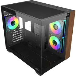 Abysm Gaming Danube Sava Nature 285C (ITX, mATX), PC Gehäuse, Mehrfarbig, Schwarz