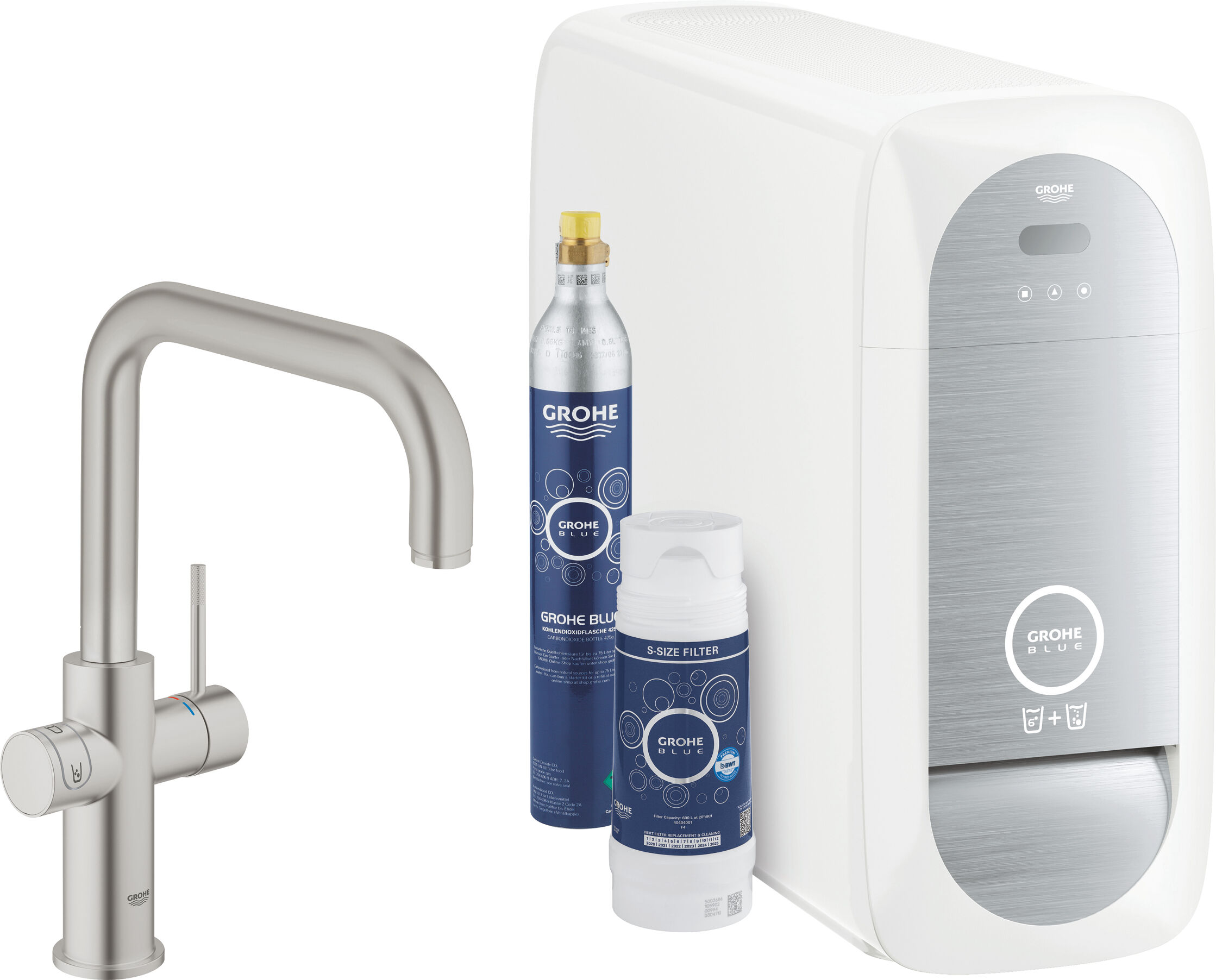 Grohe Blue Home Kit de démarrage 31456DC1 supersteel, Mitigeur bec U