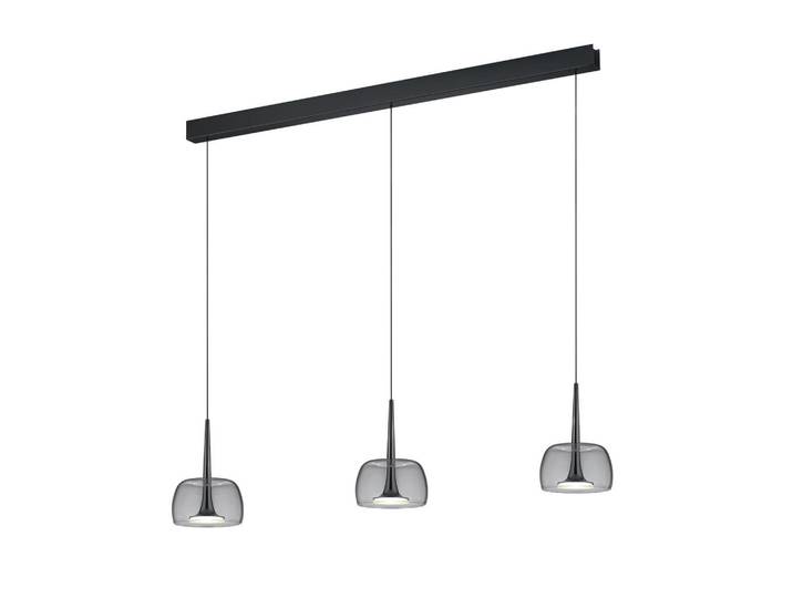Helestra Led-Hängeleuchte Flute, Schwarzchrom, Metall, Kunststoff, Glas, 7x200x110 cm, Lampen & Leuchten, Innenbeleuchtung, Hängeleuchten, Pendelleuchten