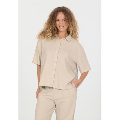 Outdoorbluse NOU "Natasha", Damen, Gr. 38, beige, 55% Leinen, 45% Viskose, bestickt, unifarben, normal, ohne Ausschnitt, Blusen, aus atmungsaktivem Material
