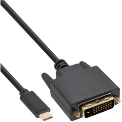 INLINE USB Display Kabel, USB-C Stecker zu DVI Stecker, 2m