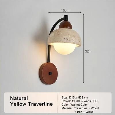 Uplift Picks Natural Yellow Travertine LED Wall Sconce Modern Stone Accent Light 13 white Light