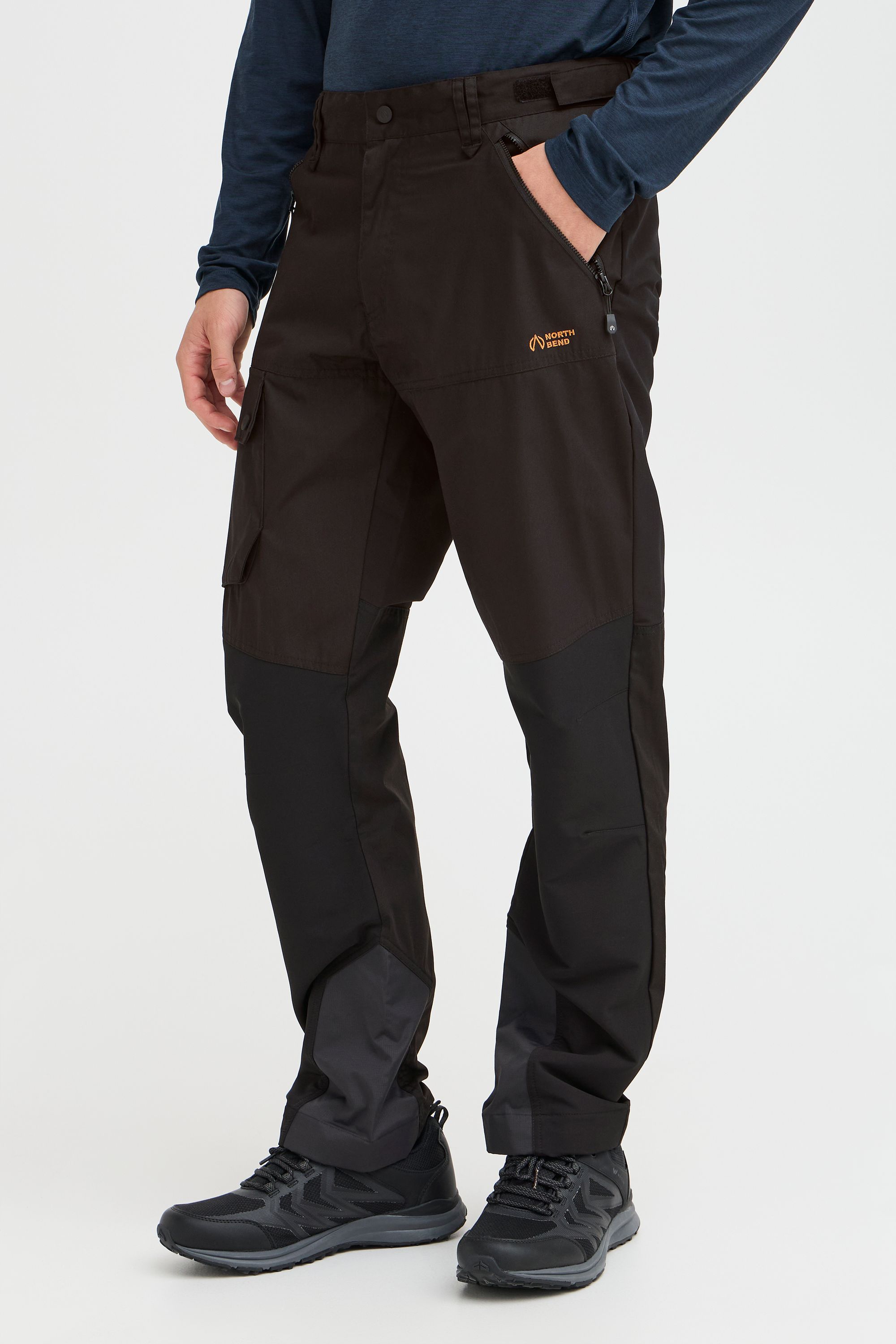 Trekkinghose NORTH BEND "Trekkinghose NBHoki M", Herren, Gr. L, N-Gr, schwarz, Obermaterial: 93% Polyester PES. 7% Elasthan EL., Hosen Trekkinghose