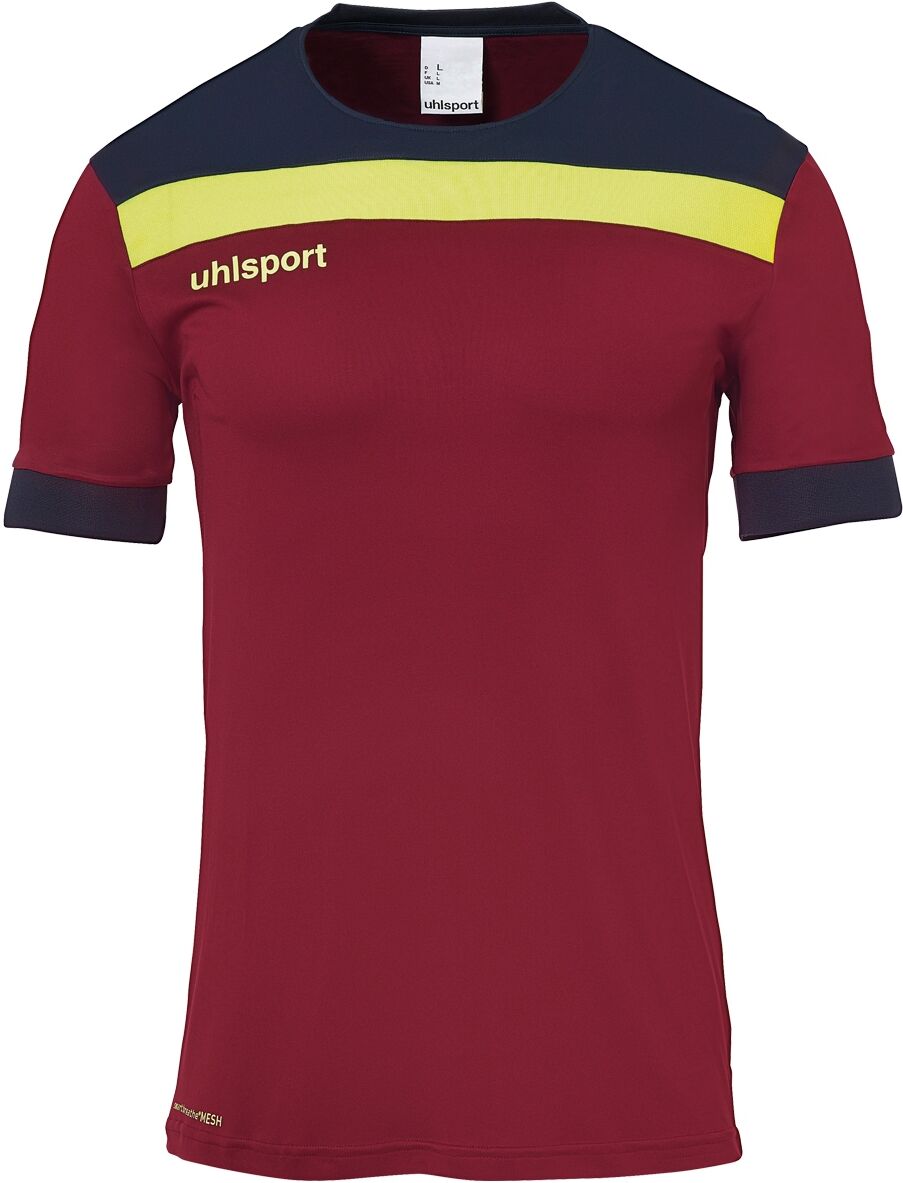 Trainingsshirt UHLSPORT "Trainings-T-Shirt OFFENSE 23", Herren, Gr. XXL, rot (bordeaux, marine, fluo gelb), Obermaterial: 100% Polyester PES., Shirts Trainingsshirt