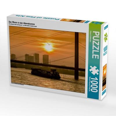 CALVENDO Puzzle Der Rhein in der Abendsonne | 1000 Teile Lege-Größe 64x48cm Foto-Puzzle für glückliche Stunden