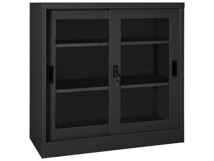 (VENT-FLASH)Commode salon - Vidaxl - Armoire à portes coulissantes - Anthracite 90x40x90 cm Acier @2270@