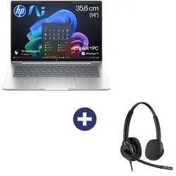 HP ProBook 4 G1q Snapdragon® X X1-26-100 (D6JU7ES#ABD) inklusive HP Poly Mission 425 Stereo-USB-Headset (C01B6A6#AC3)