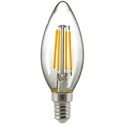 SIGOR LED Filamentlampe KERZE, 230V, Ø 3.5cm / L 9.7cm, E14, 4.5W 2700K 470lm 300°, dimmbar, klar SIG-6132601